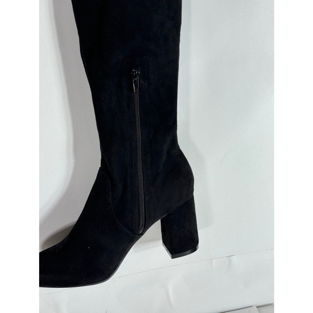 MIA Women's Black Stretch Faux Suede Beleza Tall Over-The-Knee Heeled Boot SZ7.5