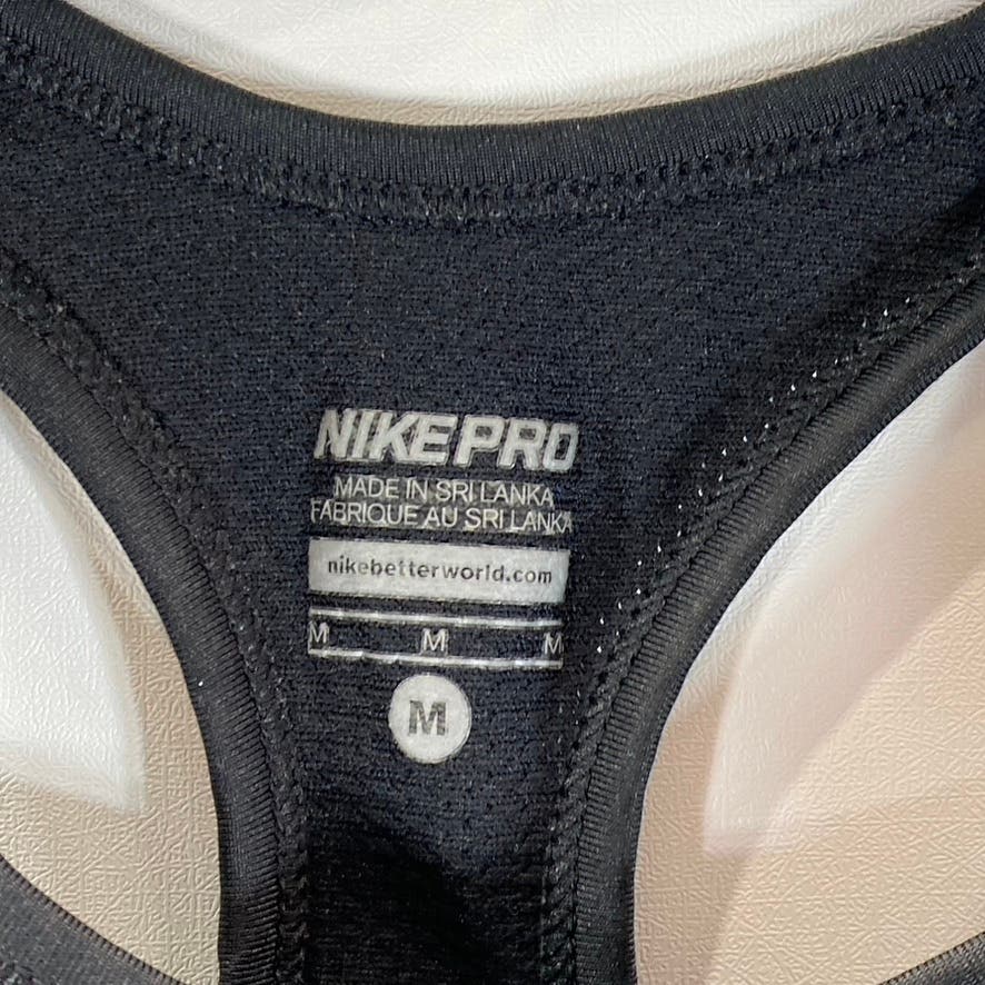 NIKE PRO Women’s Black Swoosh Logo Mesh Racerback Sport Bra SZ M