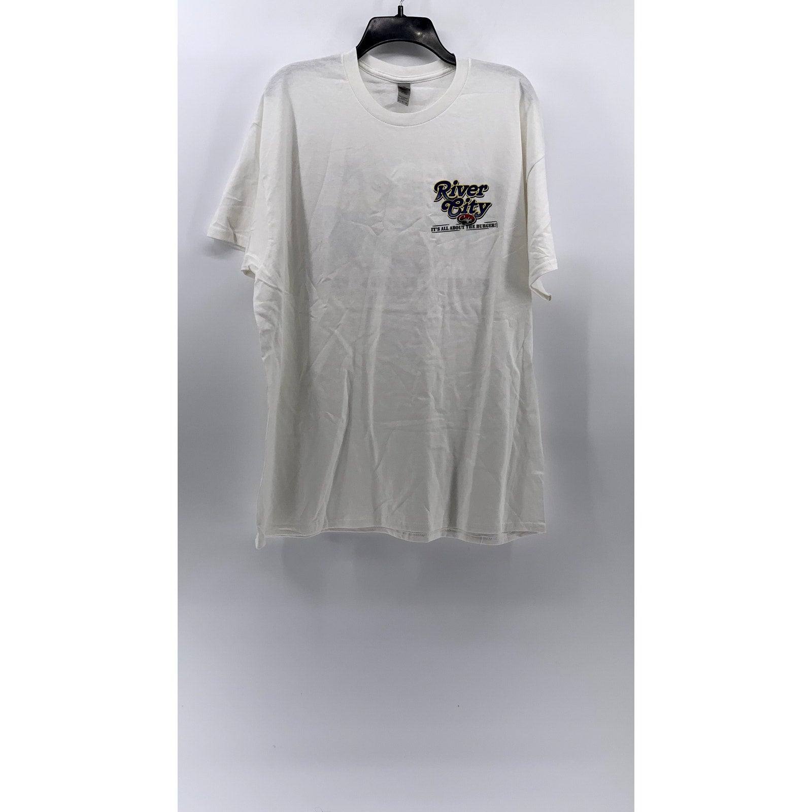 GILDAN Men's White Graphic Crewneck Short Sleeve T-Shirt SZ XL
