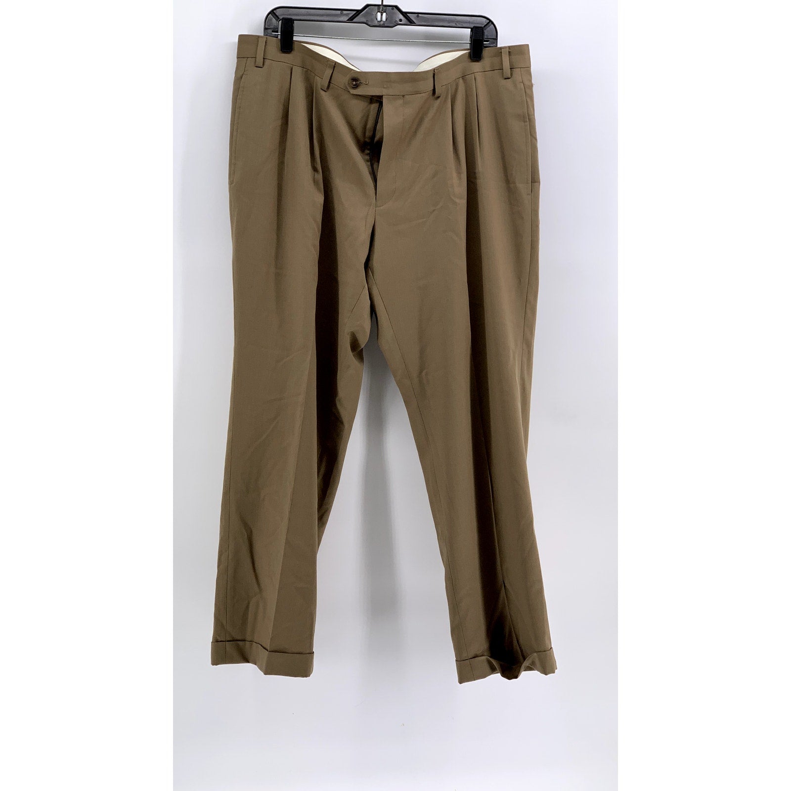 LAUREN RALPH LAUREN Men's Tan Regular-Fit Cuffed Wool Pants SZ 38X29