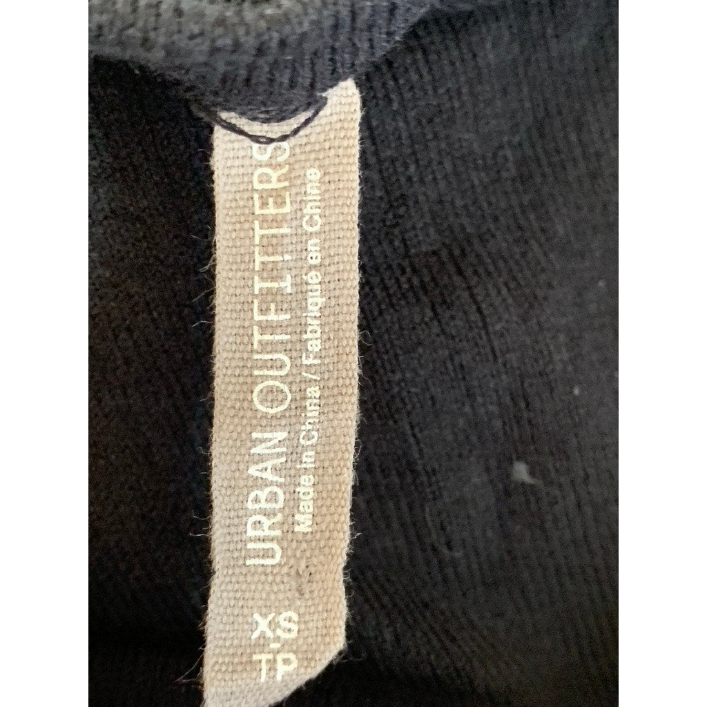 URBAN OUTFITTERS Women's Black Ribbed Tie-Front Short Sleeve Mini Dress SZ XS