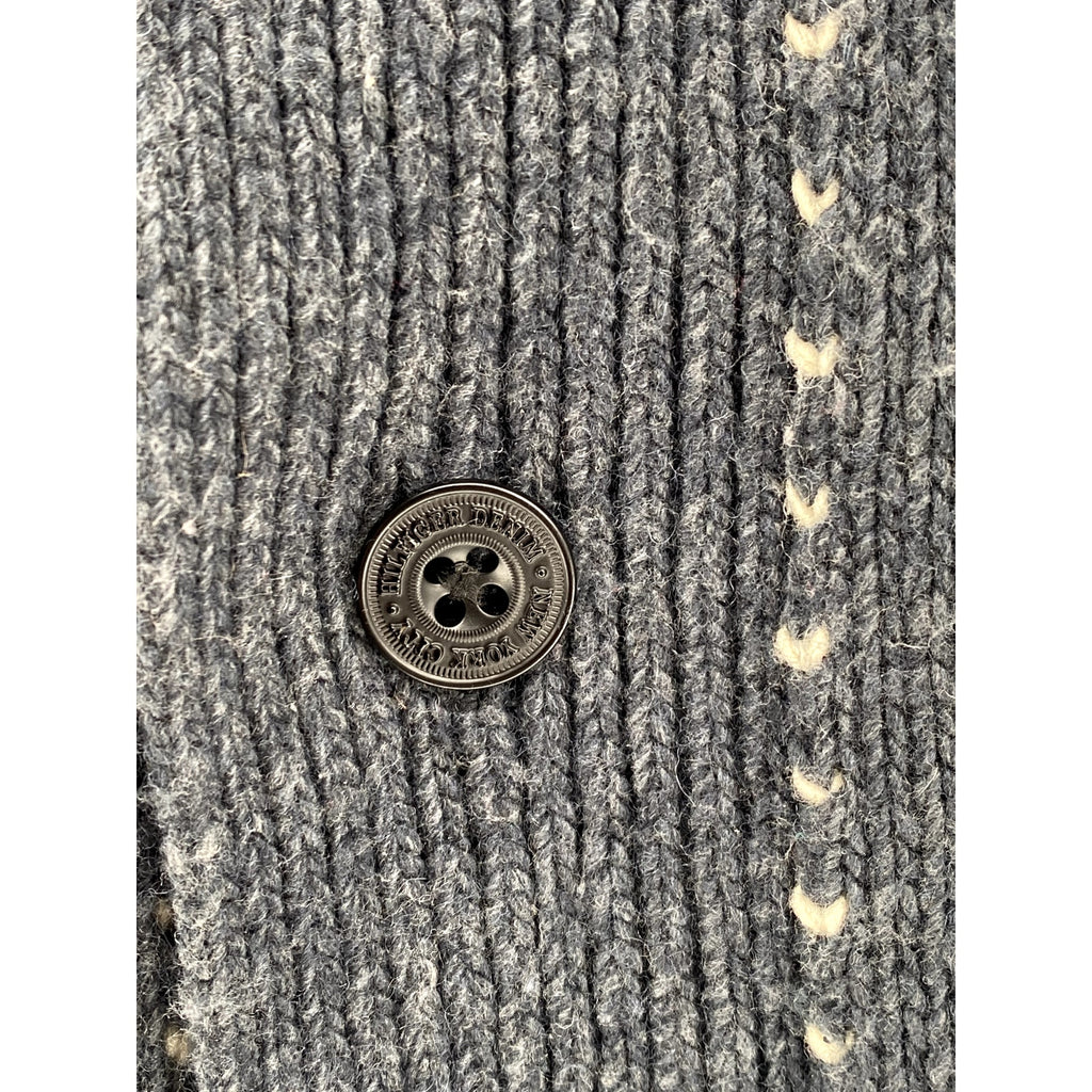 HILFIGER DENIM Men's Navy Fair Isle Knit Shawl Collar Button-Up Cardigan SZ M
