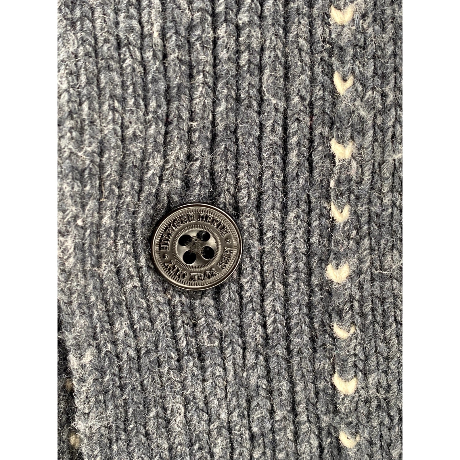 HILFIGER DENIM Men's Navy Fair Isle Knit Shawl Collar Button-Up Cardigan SZ M