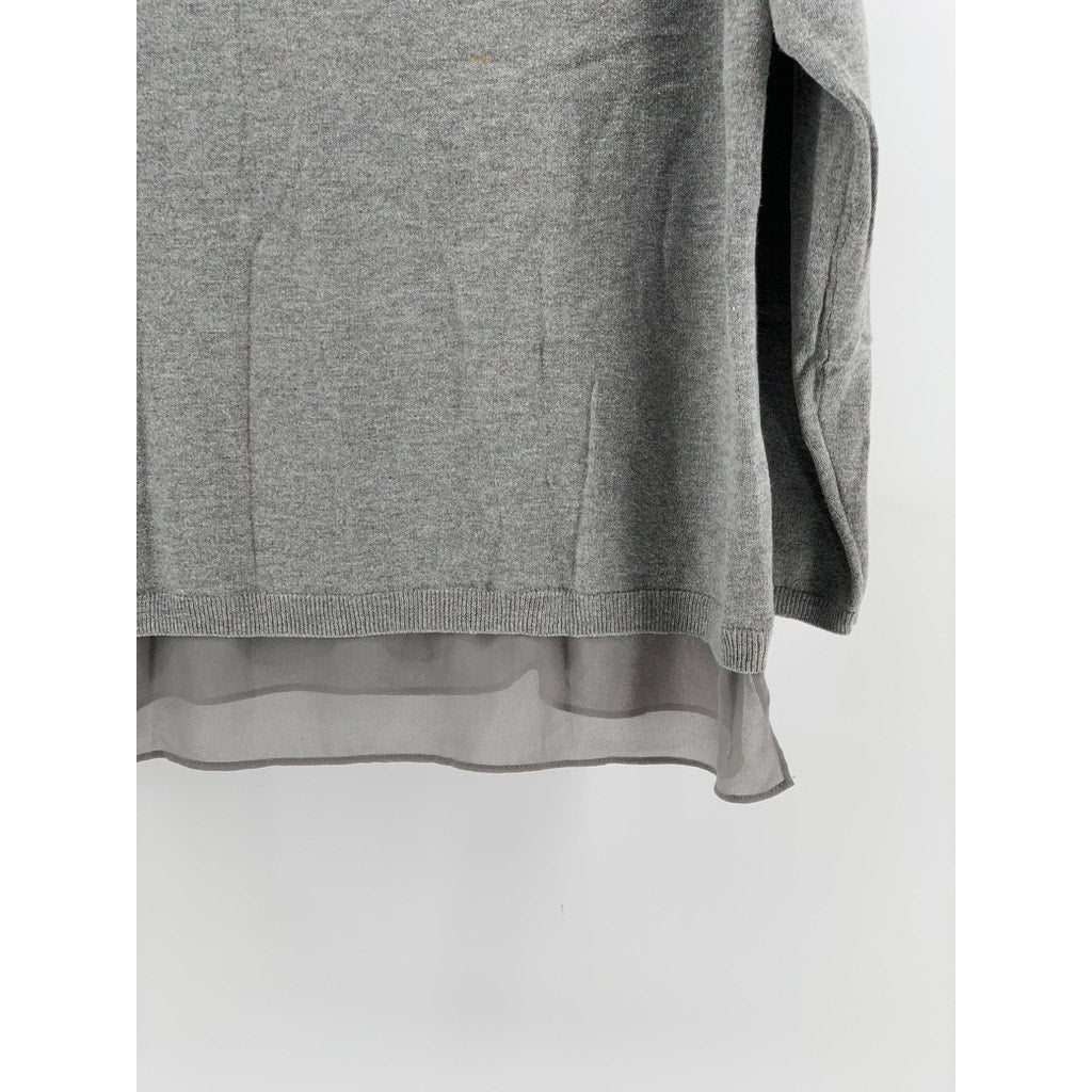 UNBRANDED Women's Gray Layered Scoop Neck Long Sleeve Top SZ M/L