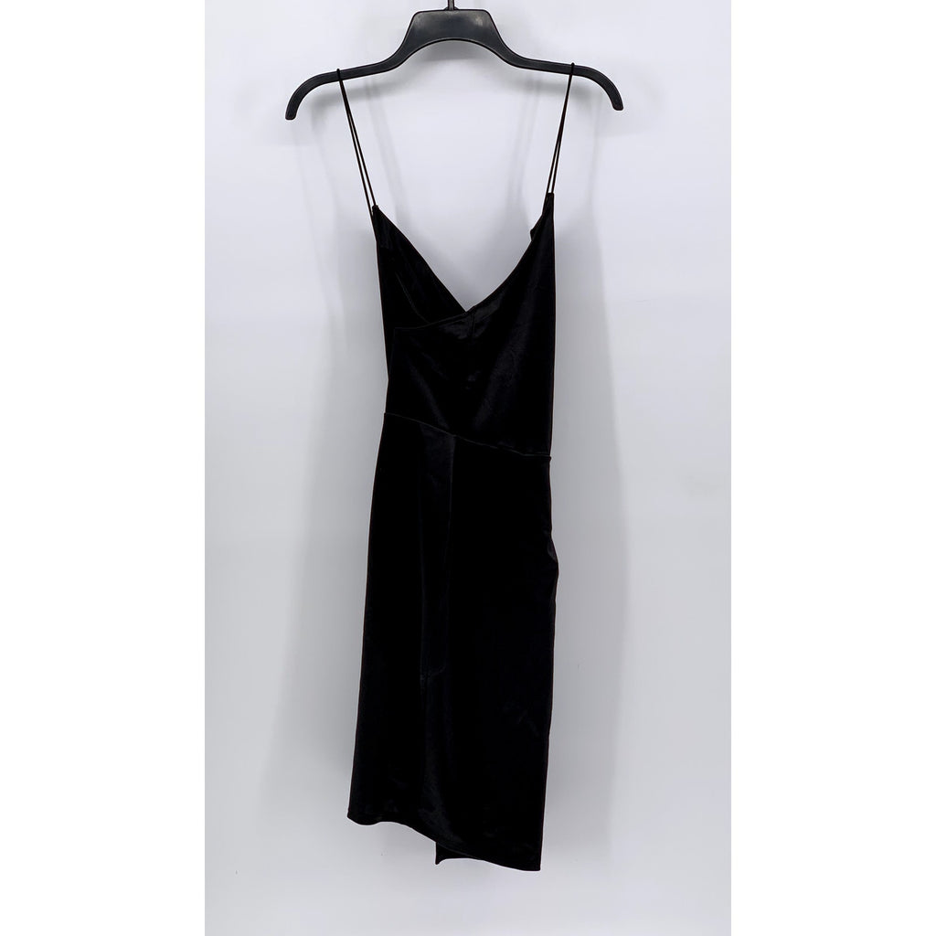 FASHION NOVA Women's Black Satin Faux-Wrap Mini Dress SZ 1XL