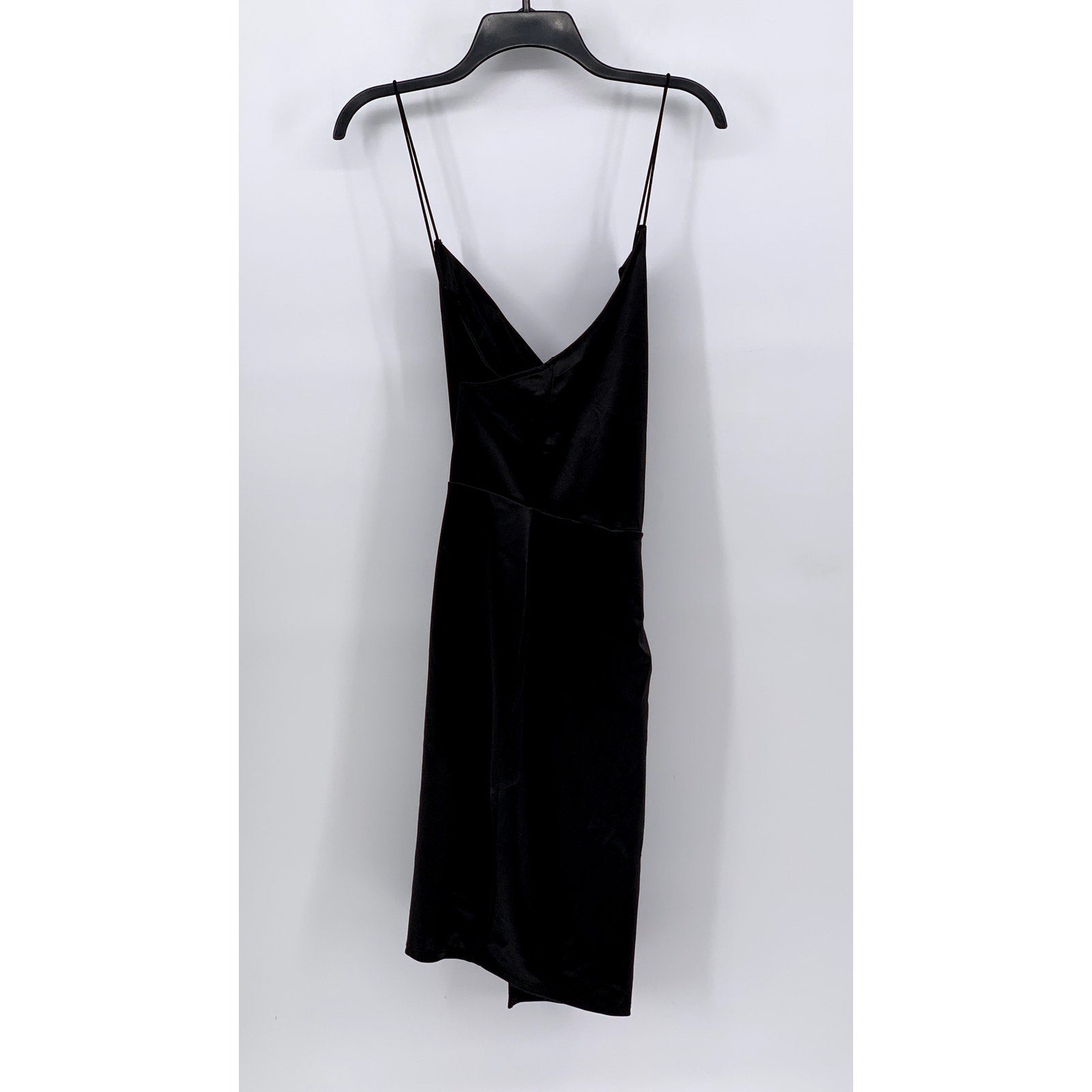 FASHION NOVA Women's Black Satin Faux-Wrap Mini Dress SZ 1XL