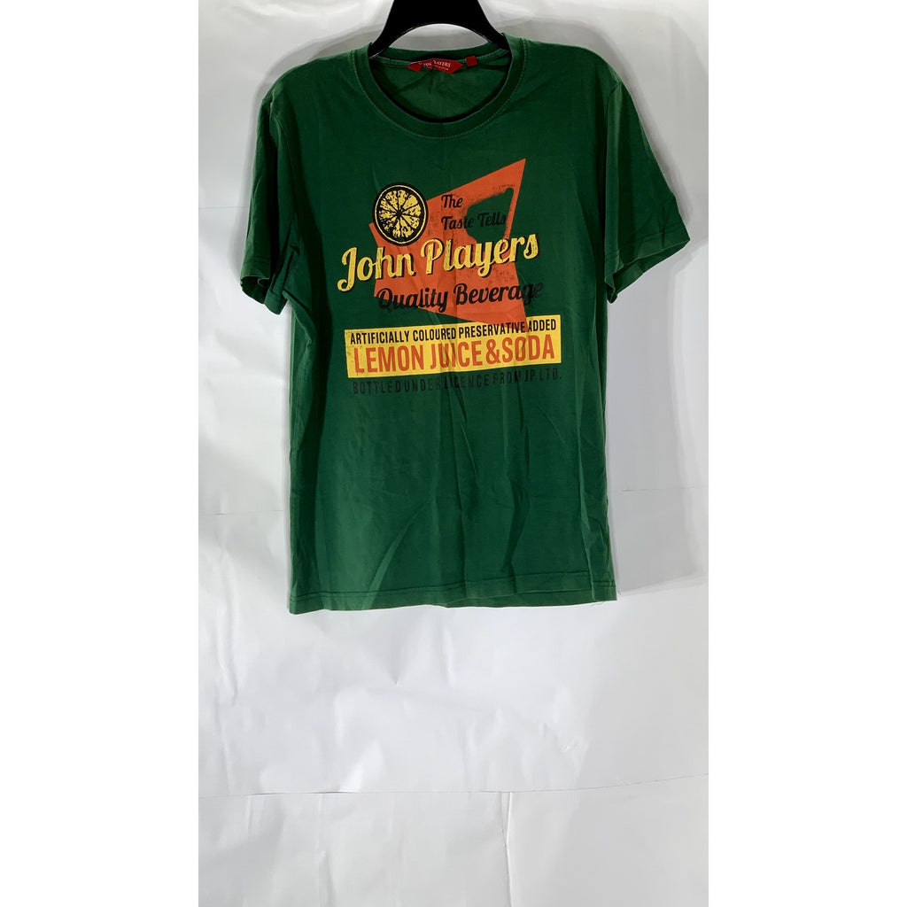 JOHN PLAYERS Men's Green Lemon Juice & Soda Graphic Short Sleeve T-Shirt SZ L