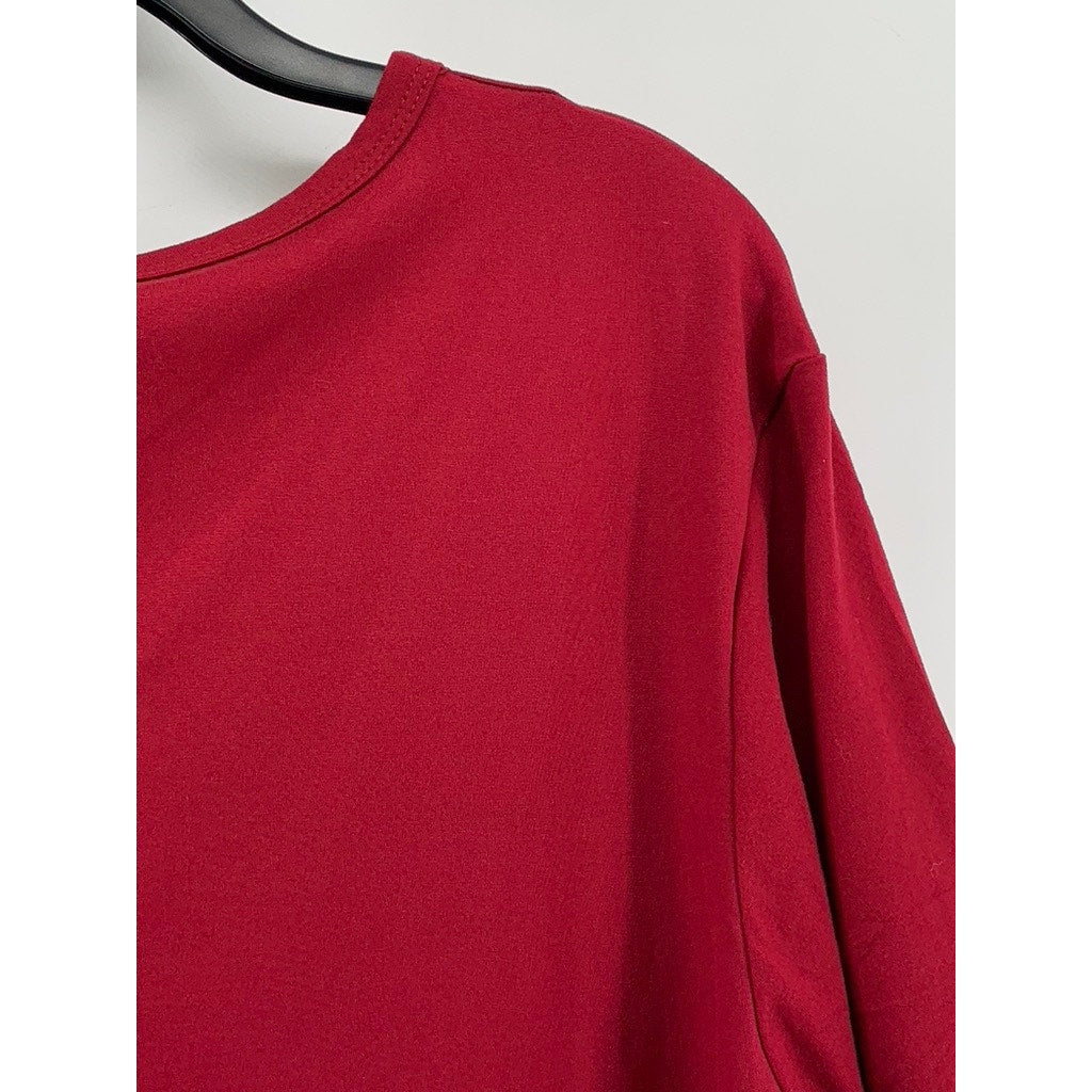 UNBRANDED Women's Plus Red Printed Short Sleeve Top SZ 4XL