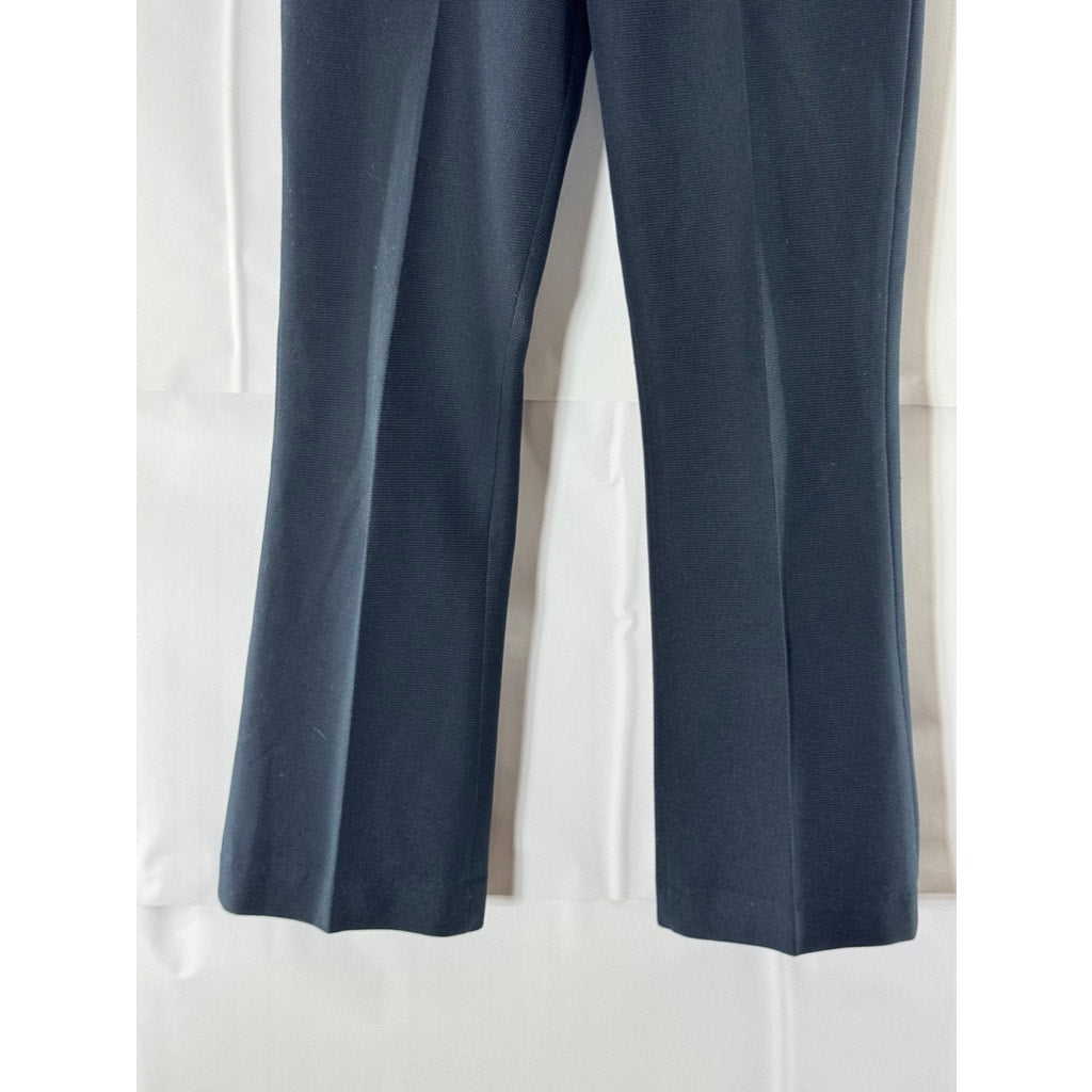 FARAH Women's Navy textured Straight-Leg Pants SZ M