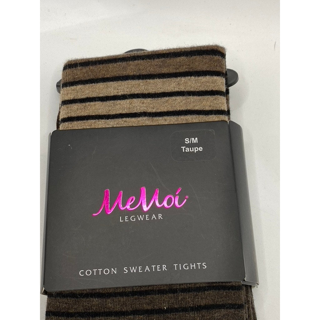 MEMOI Women's Brown-Taupe Striped Cotton Sweater Pull-On Tights SZ S/M