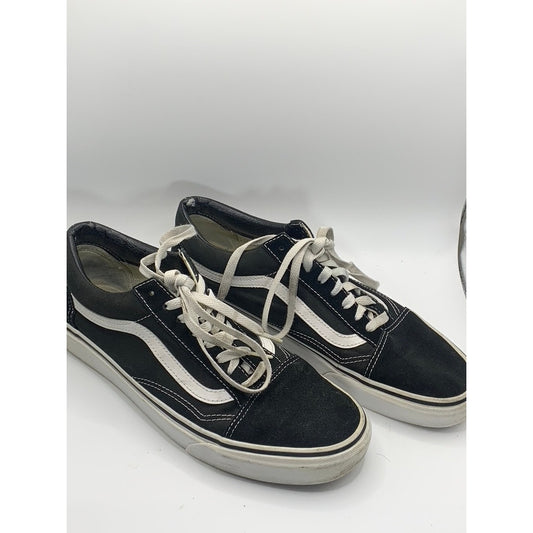 VANS Men's Black/White Old Skool Lace-Up Low Top Side Stripe Sneakers SZ 10