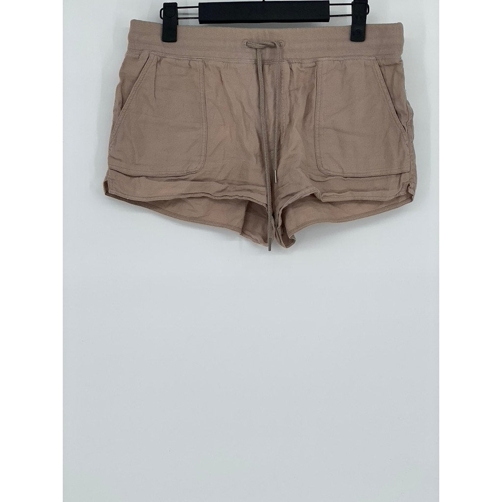 COMMUNITY Women's Light Brown Cotton Drawstring Waist Casual Lounge Shorts SZ S