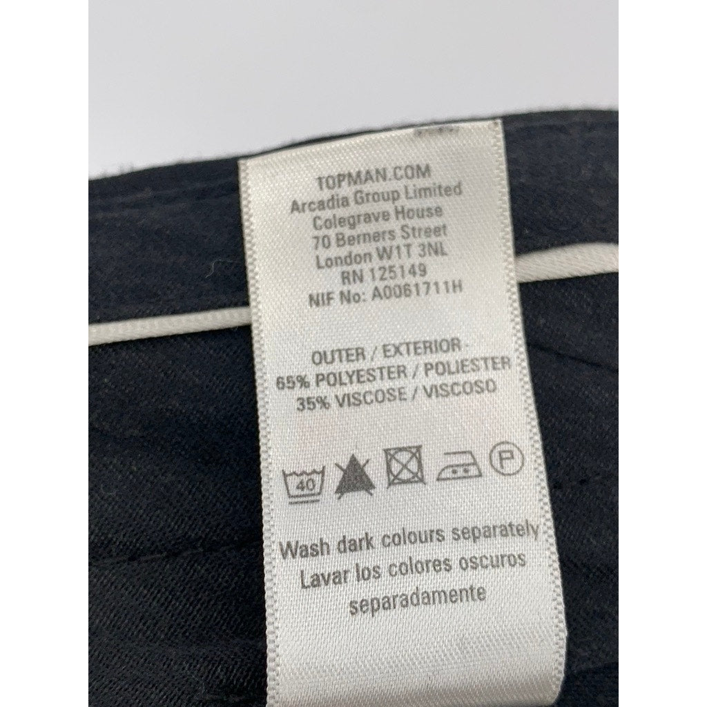 TOPMAN Men's Black Solid Regular-Fit Straight-Leg Dress-Up Pants SZ 36