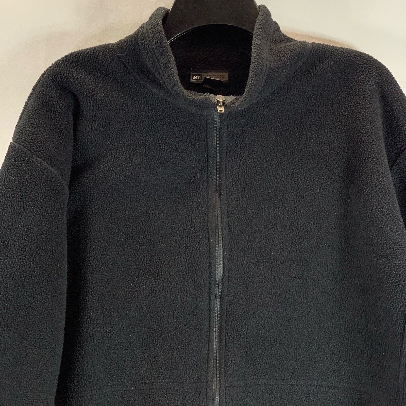 REI Men's Black Solid Fleece Stand Collar Zip-Up Jacket SZ 2XL