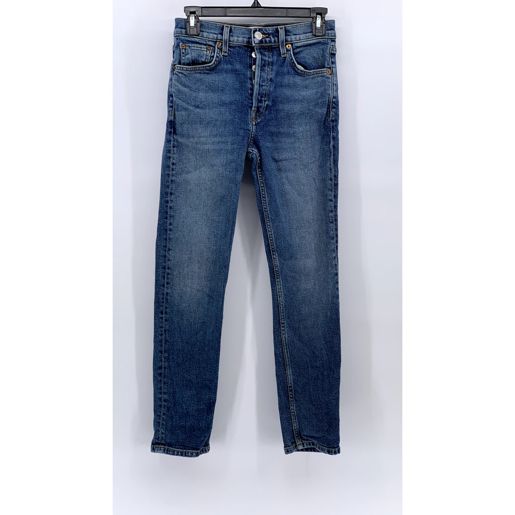 RE/DONE Women’s Blue Denim High Rise Button-Fly Cropped Stretch Jeans SZ 26