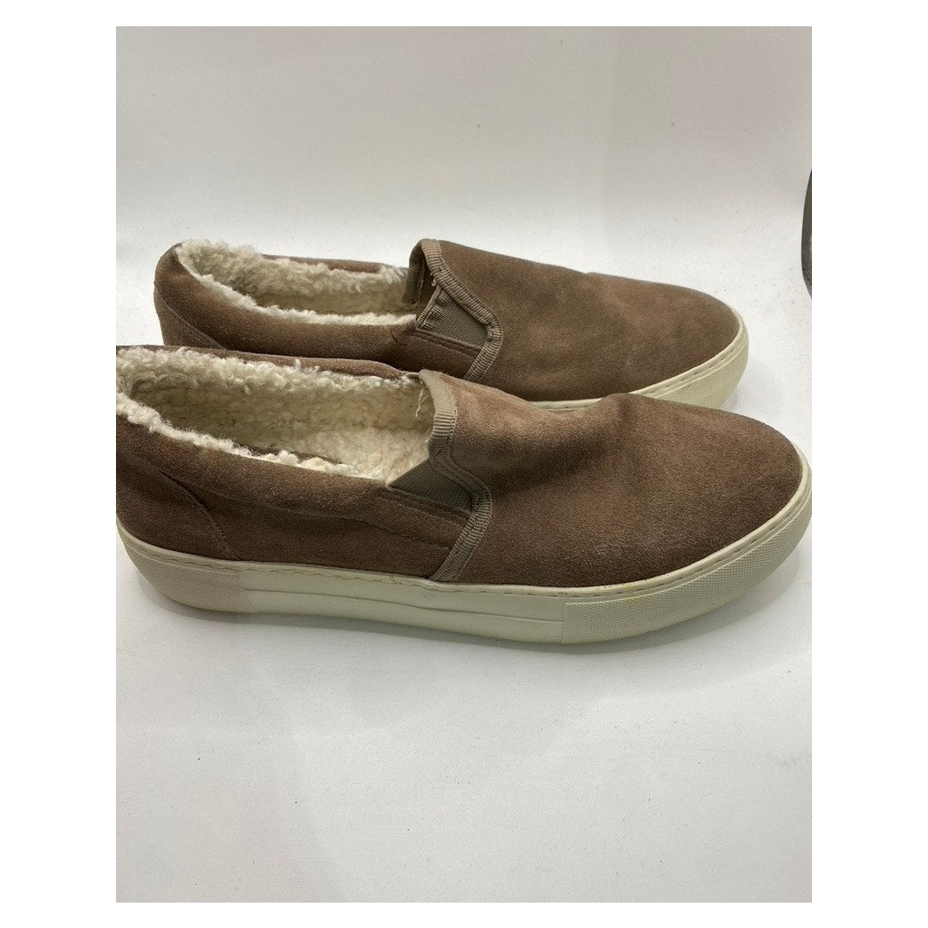 J/SLIDES Women's Brown Nubuck Suede Faux-Fur Low Top Platform Sneakers SZ 7
