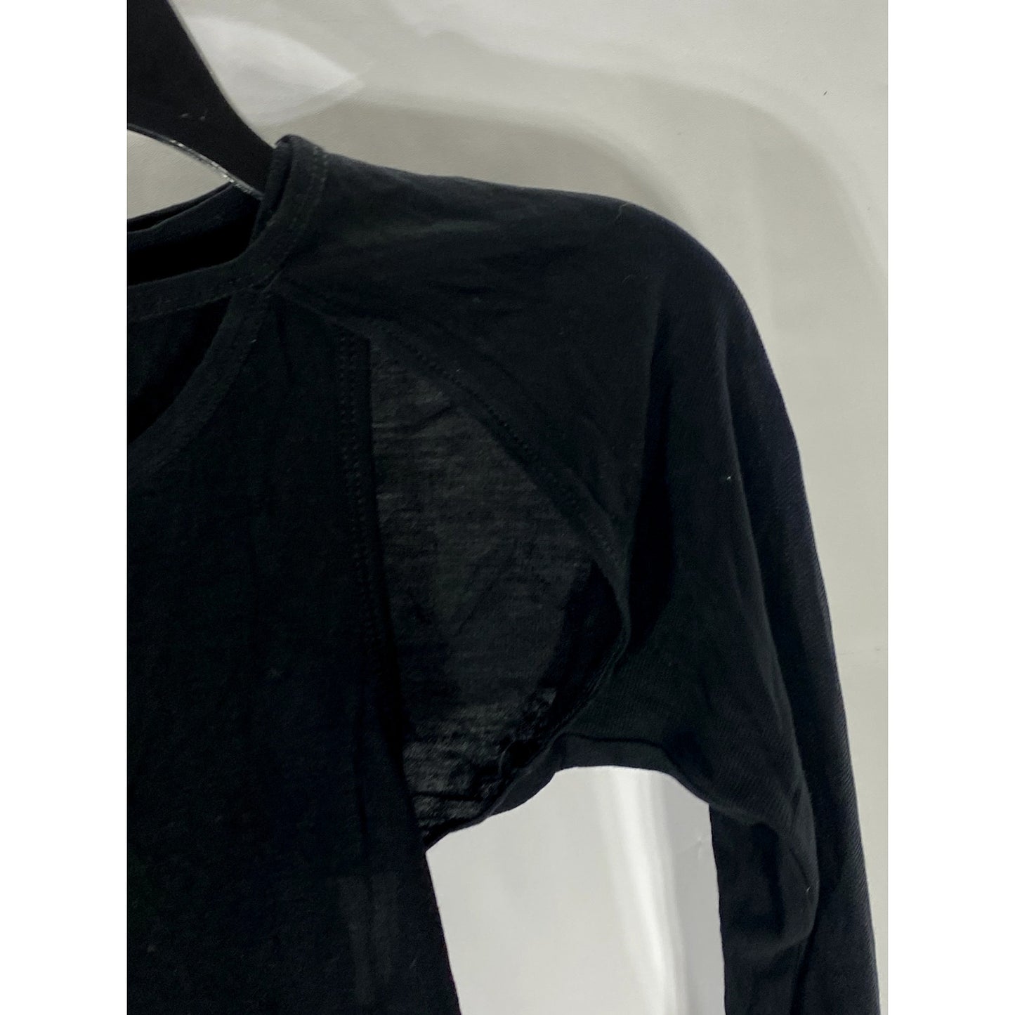 ZARA Women’s Black Solid Crewneck Cutout Long Sleeve Top SZ S