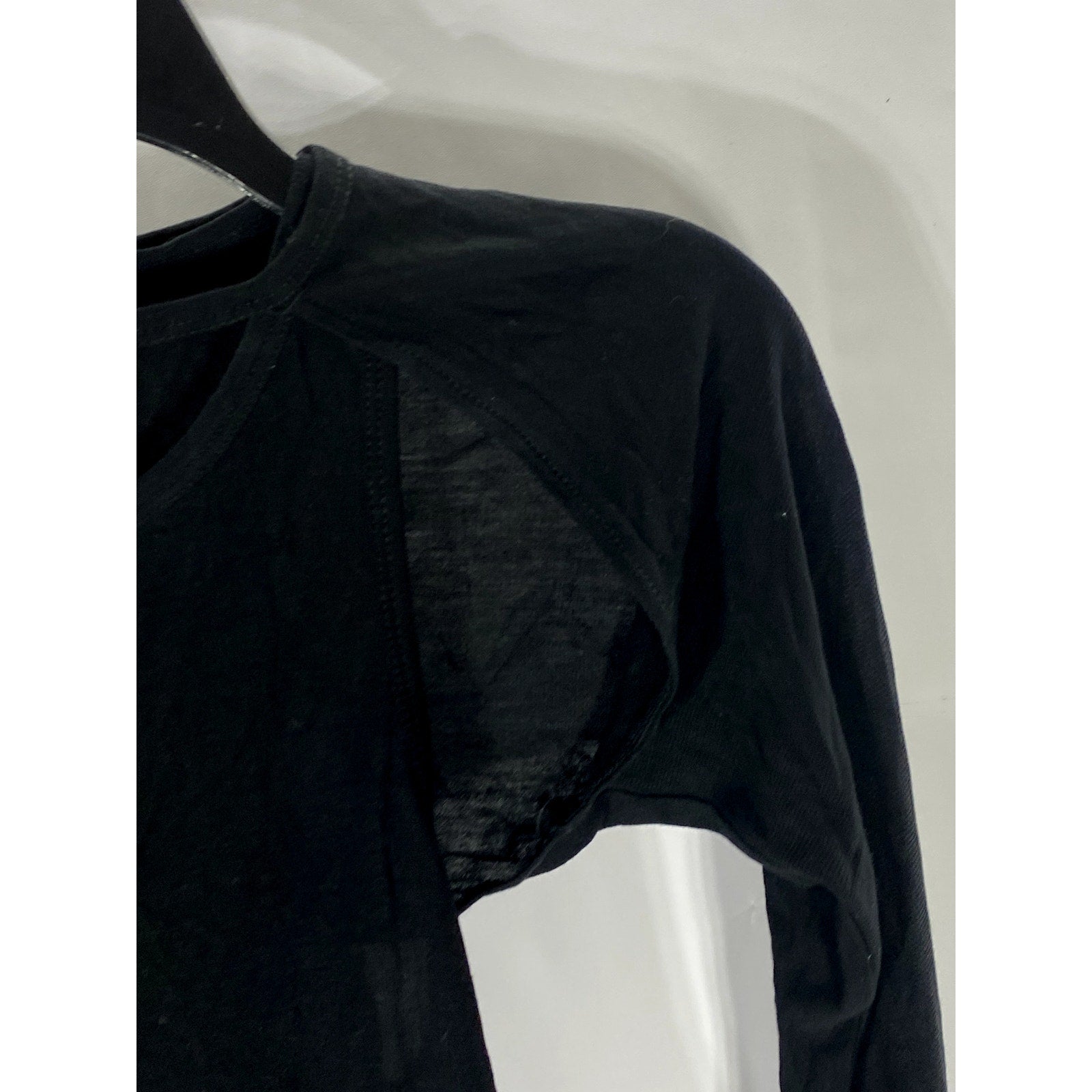 ZARA Women’s Black Solid Crewneck Cutout Long Sleeve Top SZ S