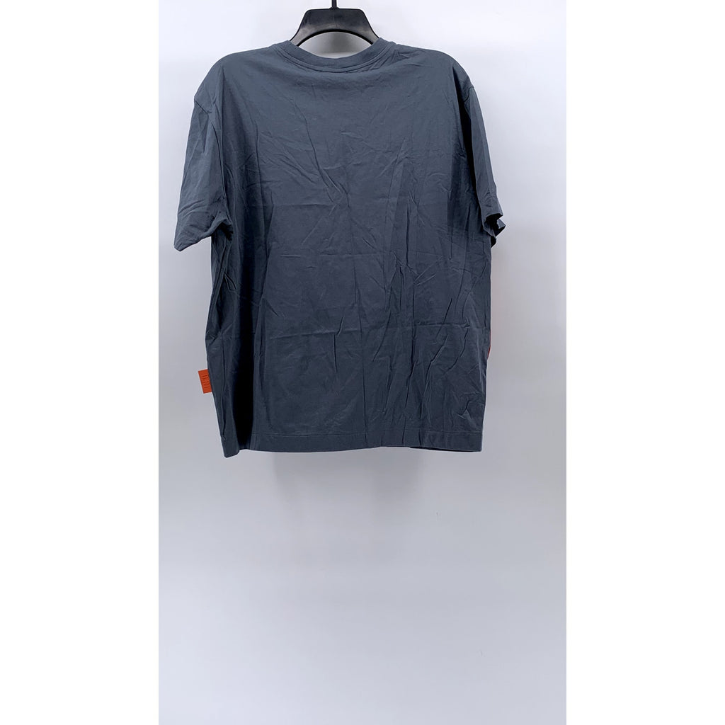 D.RT Men's Gray-Red Cool Stripe Crewneck Graphic Short Sleeve T-Shirt SZ L