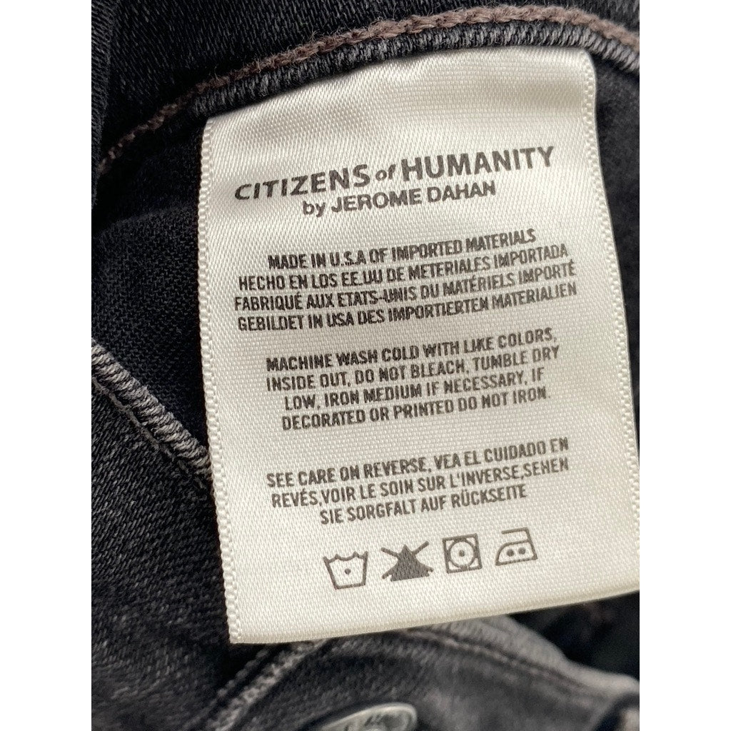CITZENS OF HUMANITY Women's Washed Black Distressed High-Rise Skinny Jeans SZ 27