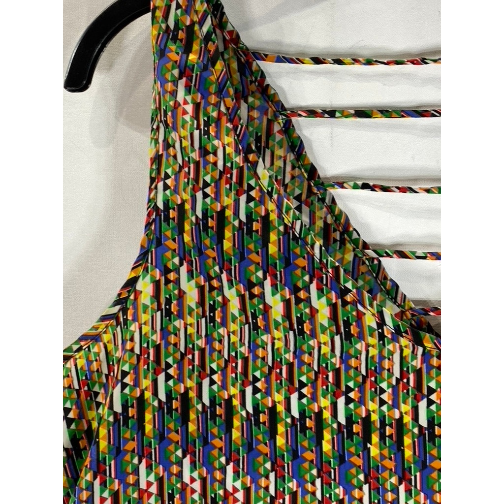 XXI Women's Multicolor Pattern Print V-Neck Open Back Sleeveless Tank Top SZ S