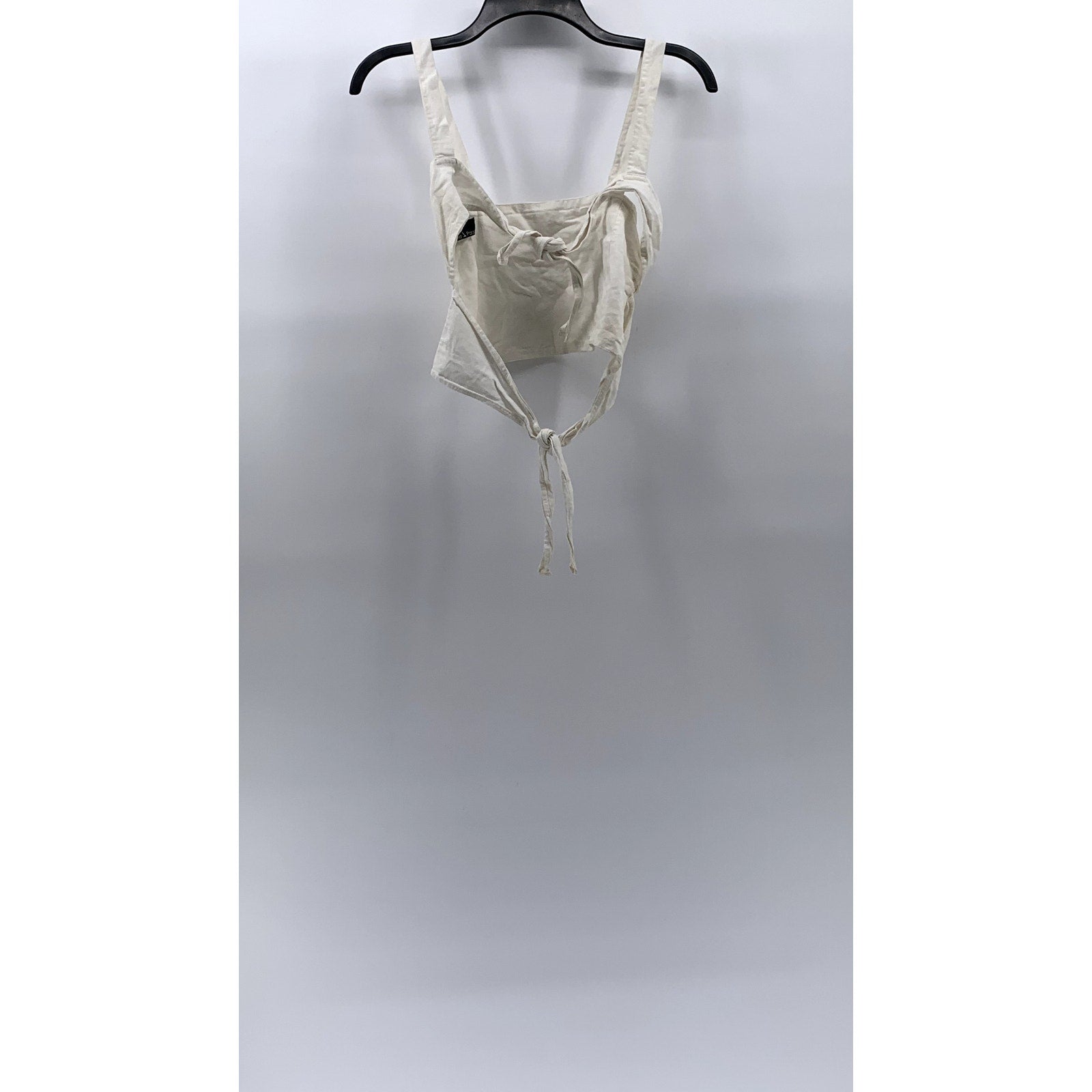 LITTLE PARADISE Women’s White Linen Tie Open-Back Cropped Tank Top SZ S
