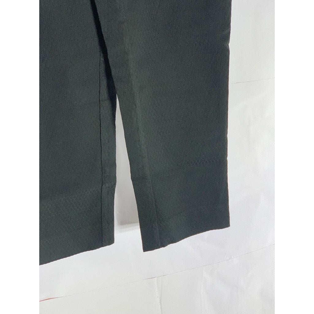 CHICO'S Women's Black Textured Brigitte Slim Cropped Pull-On Pants SZ 6