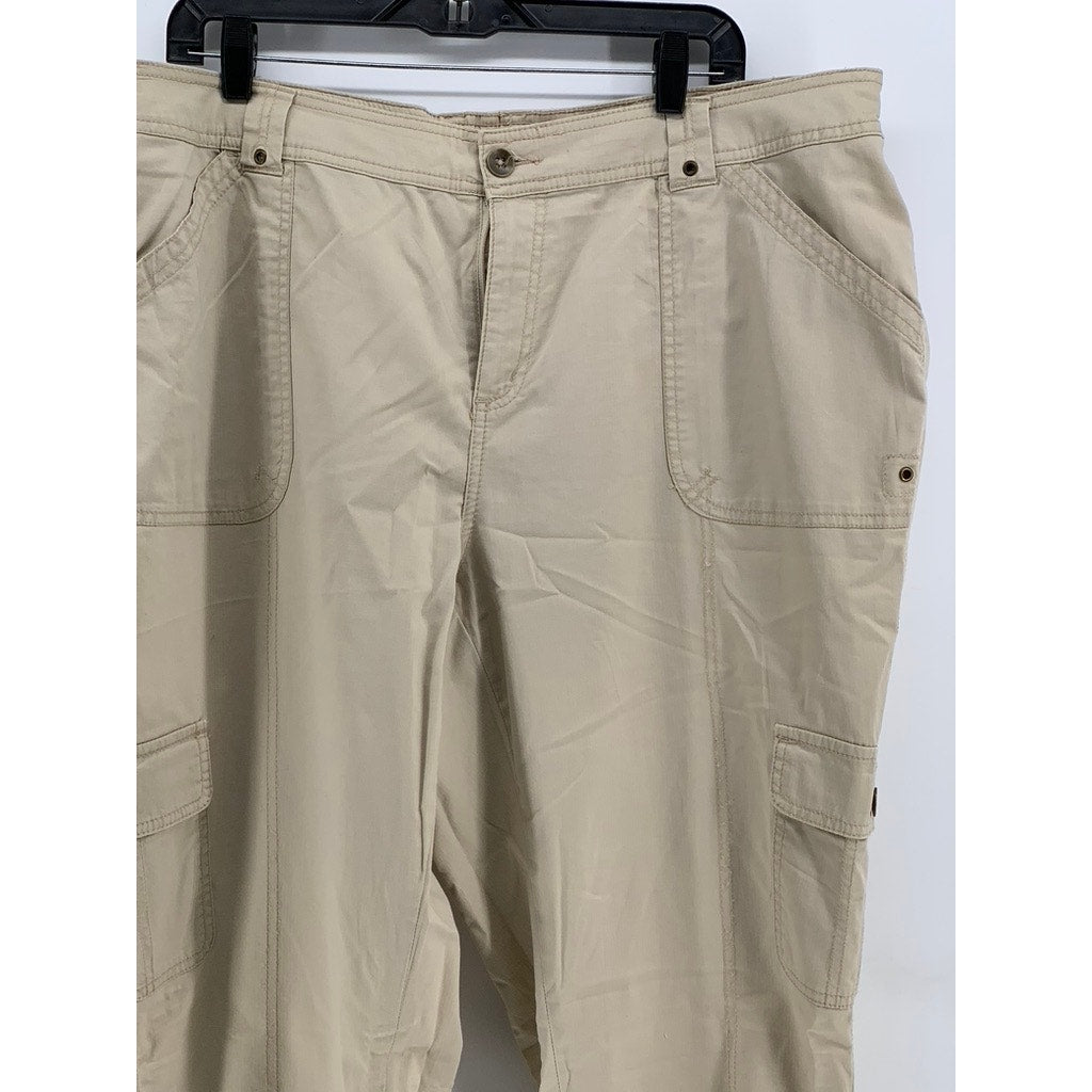 UNBRANDED Women's Plus Tan Cargo Roll-Hem Straight Leg Pant SZ 20W