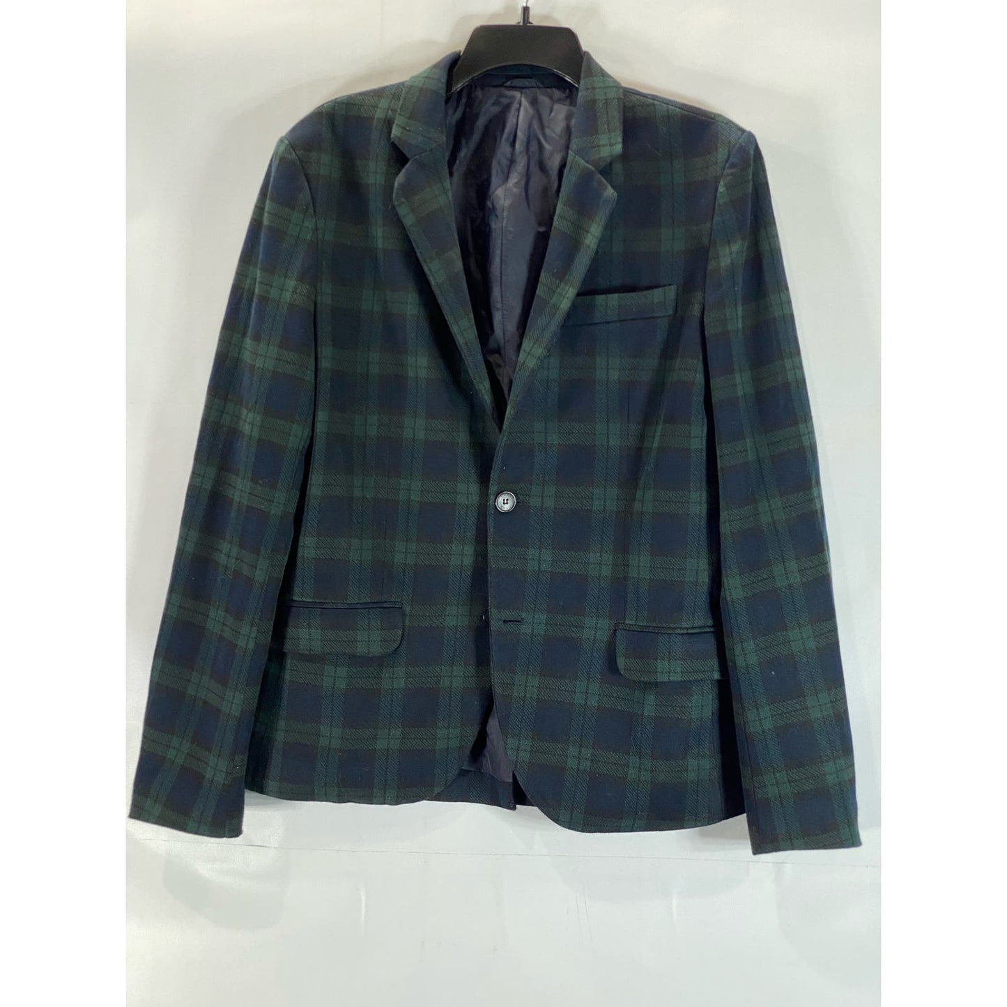 ZARA MAN Men's Green Plaid Two-Button Elbow-Patch Blazer SZ M