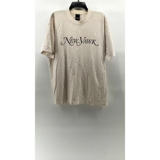 ONLYNY Men’s Beige ‘New Yawk’ Crewneck Short Sleeve Logo T-Shirt SZ L