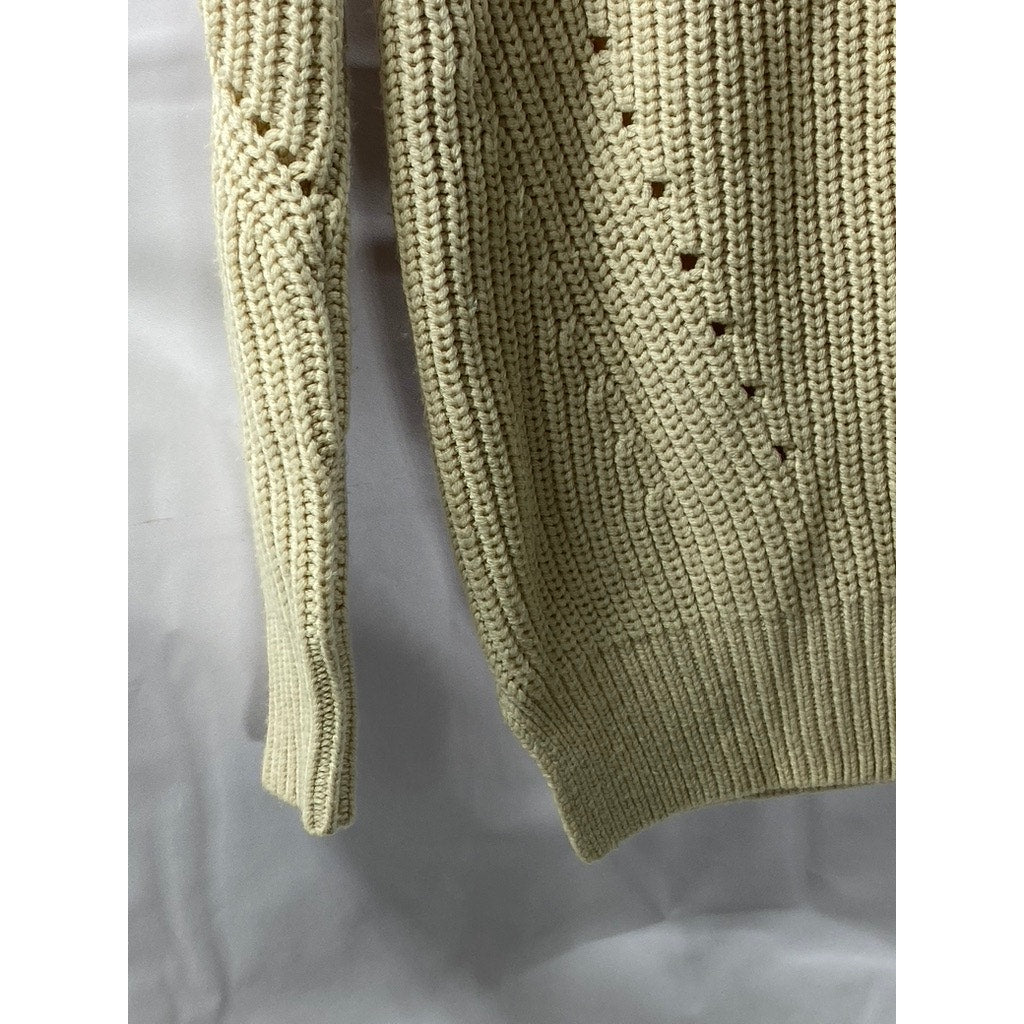 CLUB MONACO Women's Beige Wool Crewneck Knit Pullover Sweater SZ XS