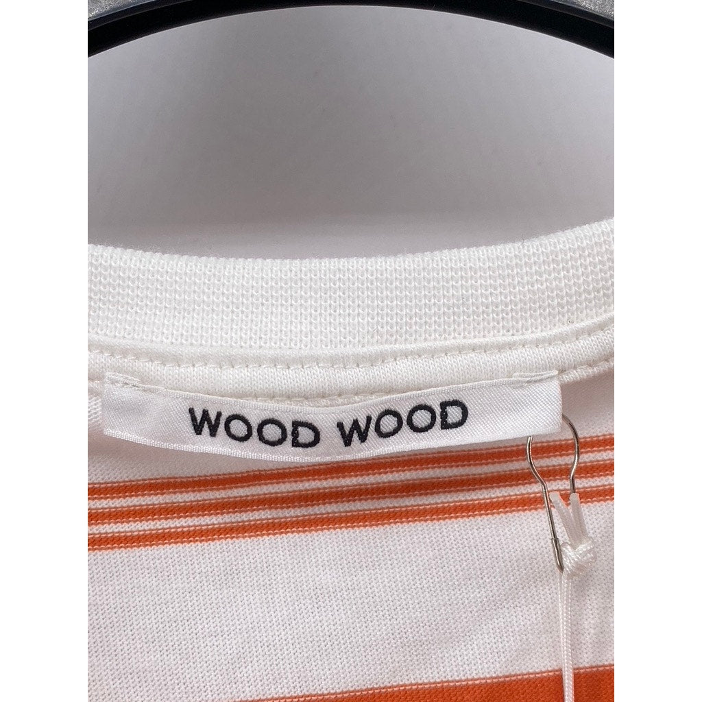 WOOD WOOD Women's White-Orange Crewneck Lydia Striped Sleeveless Top SZ XS