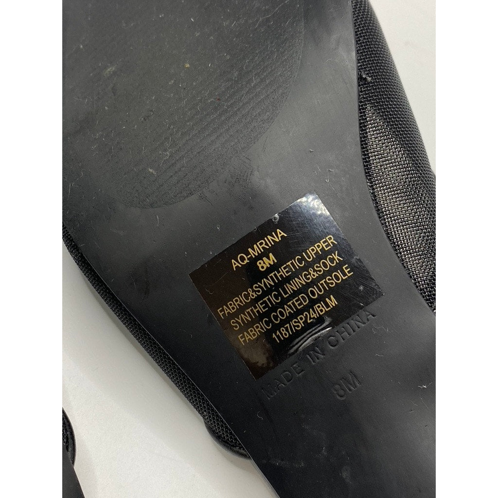 AQUA Women's Black Mrina Mesh Pointed-Toe Slip-On Pumps SZ 8