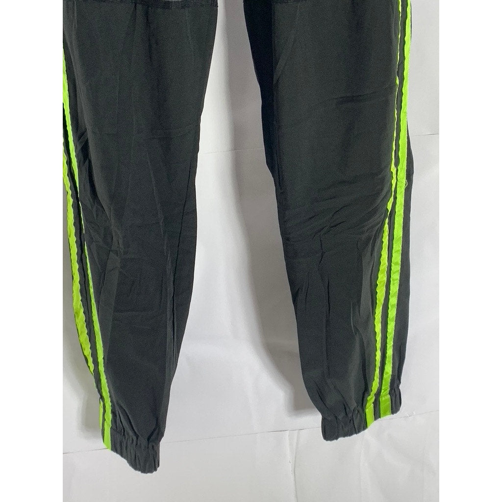 SHEIN Women's Black/Neon Green Double Striped Mesh Knee Pull-On Joggers SZ XS