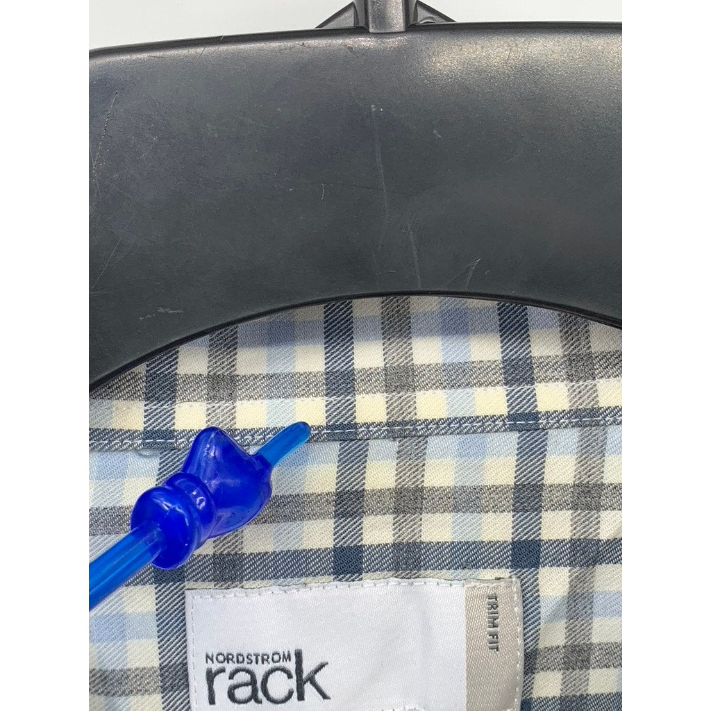 NORDSTROM RACK Men's Blue Plaid Button-Up Trim Fit Shirt SZ 16.5
