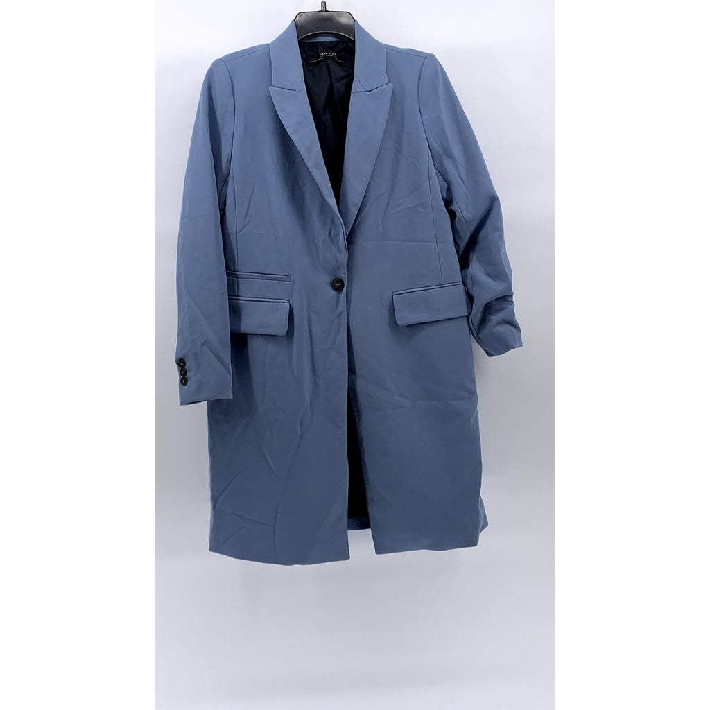 ZARA BASIC Women’s Blue Single-Button Long Sleeve Coat SZ XS