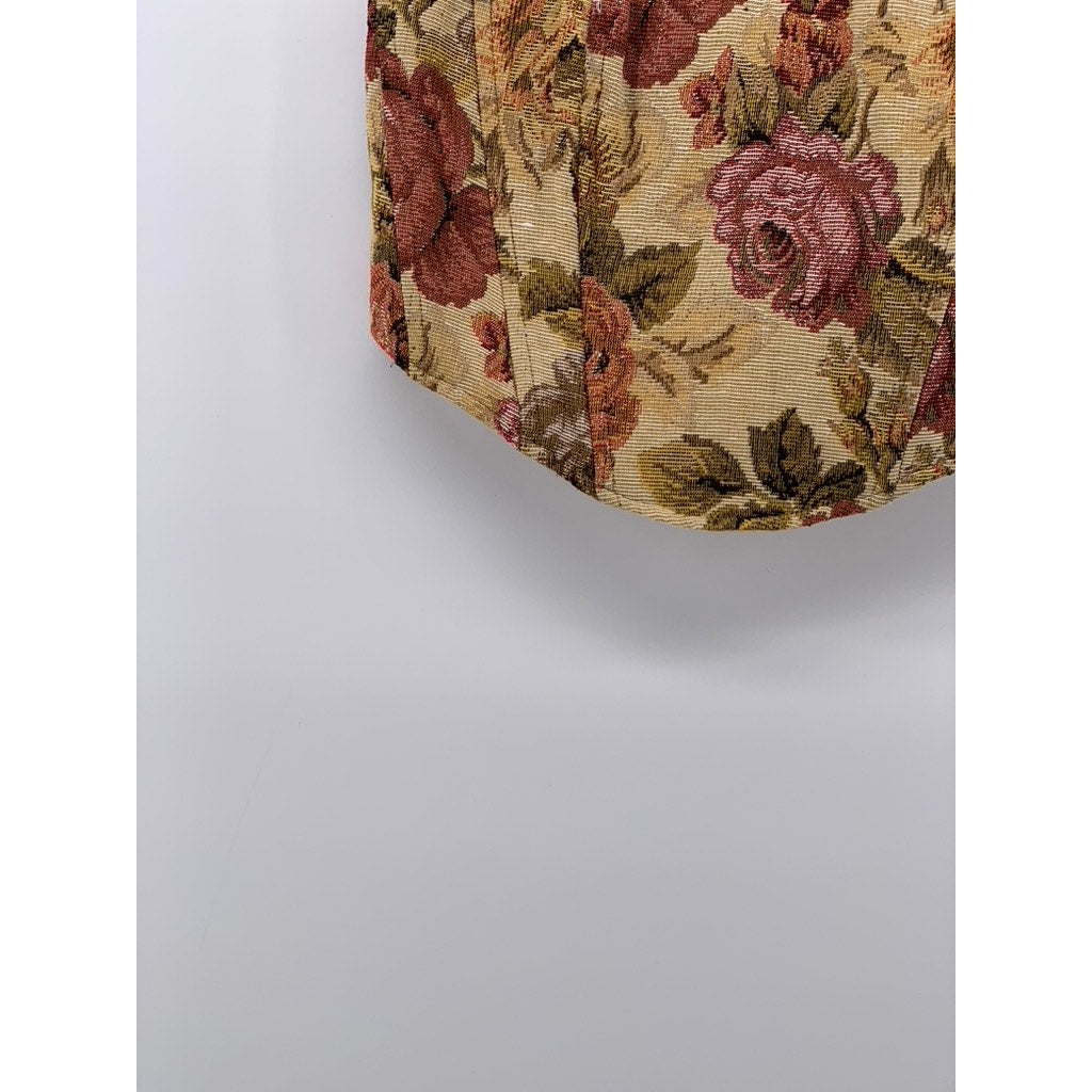 ISALIS Women's Tan Floral Print Strapless Crop Top SZ S