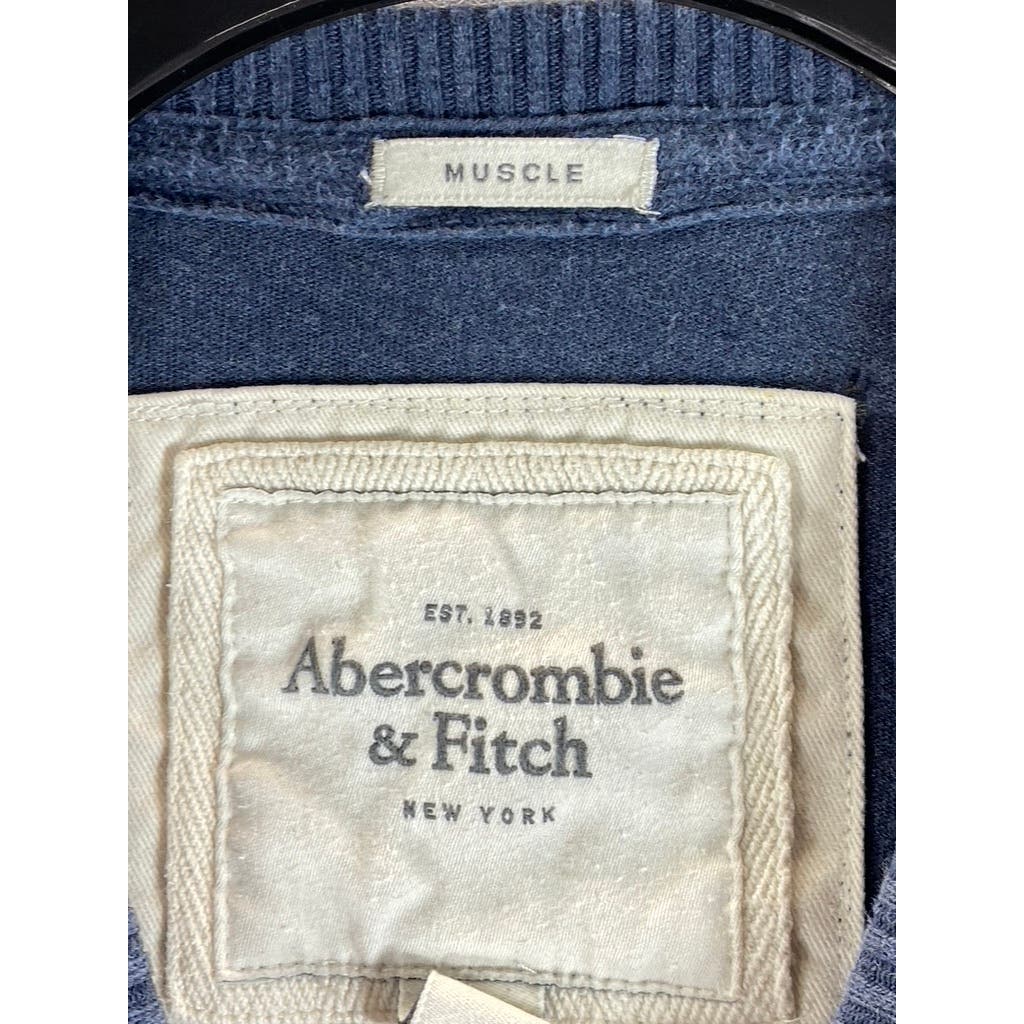 ABERCROMBIE & FITCH Men's Navy Crewneck Long Sleeve Pullover Muscle Sweater SZ L