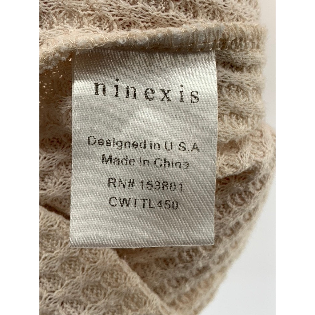 NINEXIS Women's Beige Textured Scoop-Neck Long Sleeve Top SZ L