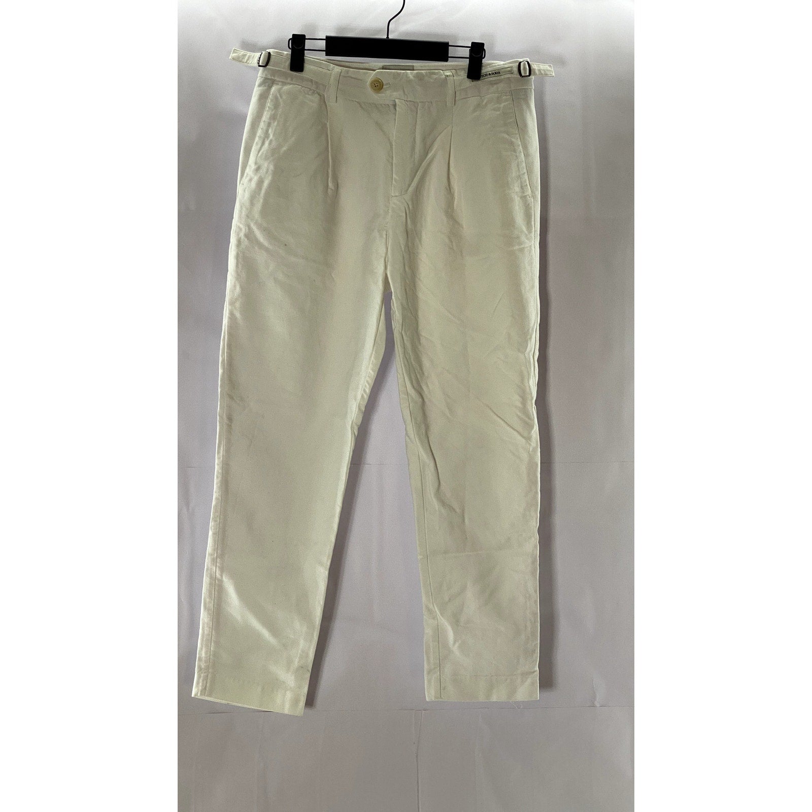 SCOTCH & SODA AMSTERDAM Men's Cream Adjustable Strap Straight-Leg Pants SZ 30X32