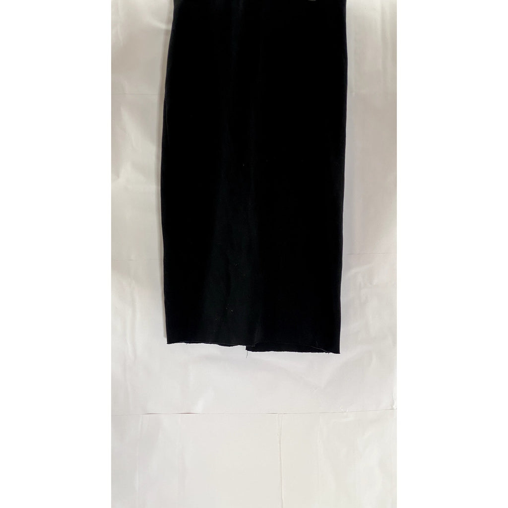 ZARA Women's Black Rib Knit Elasticized Waist Back-Slit Midi Skirt SZ L