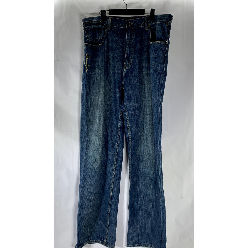 SEAN JOHN Men's Vintage Dark Blue Denim Baggy Straight-Leg Five-Pocket Jean SZ38
