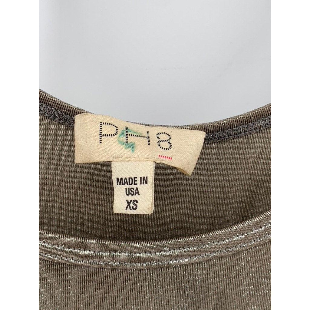 PH8 Women's Taupe Silver Scoop-Neck Spaghetti Strap Lightweight Tank SZ XS