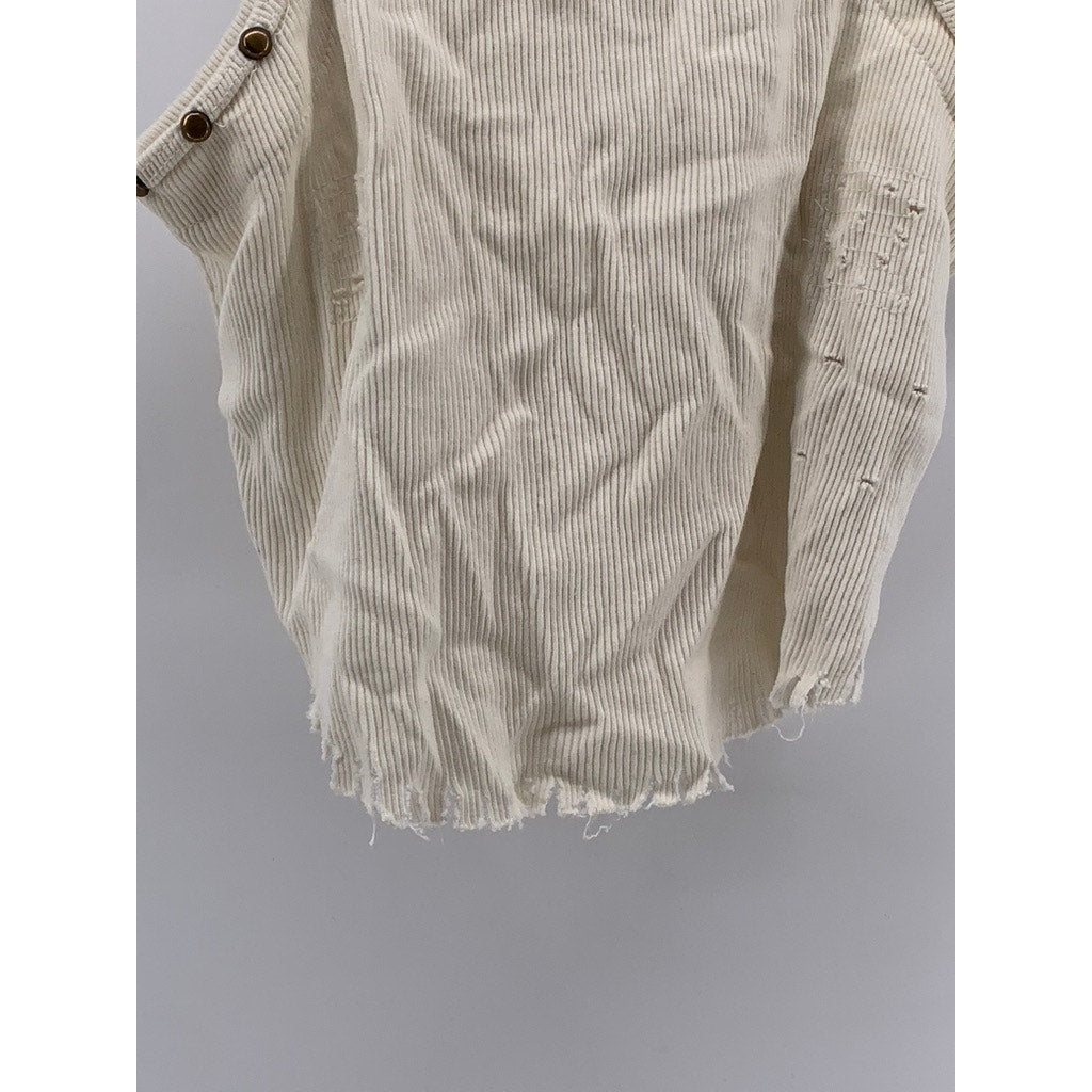 WE THE FREE Women's Cream Studded Sleeveless Distressed Ribbed Crop Top SZ XS