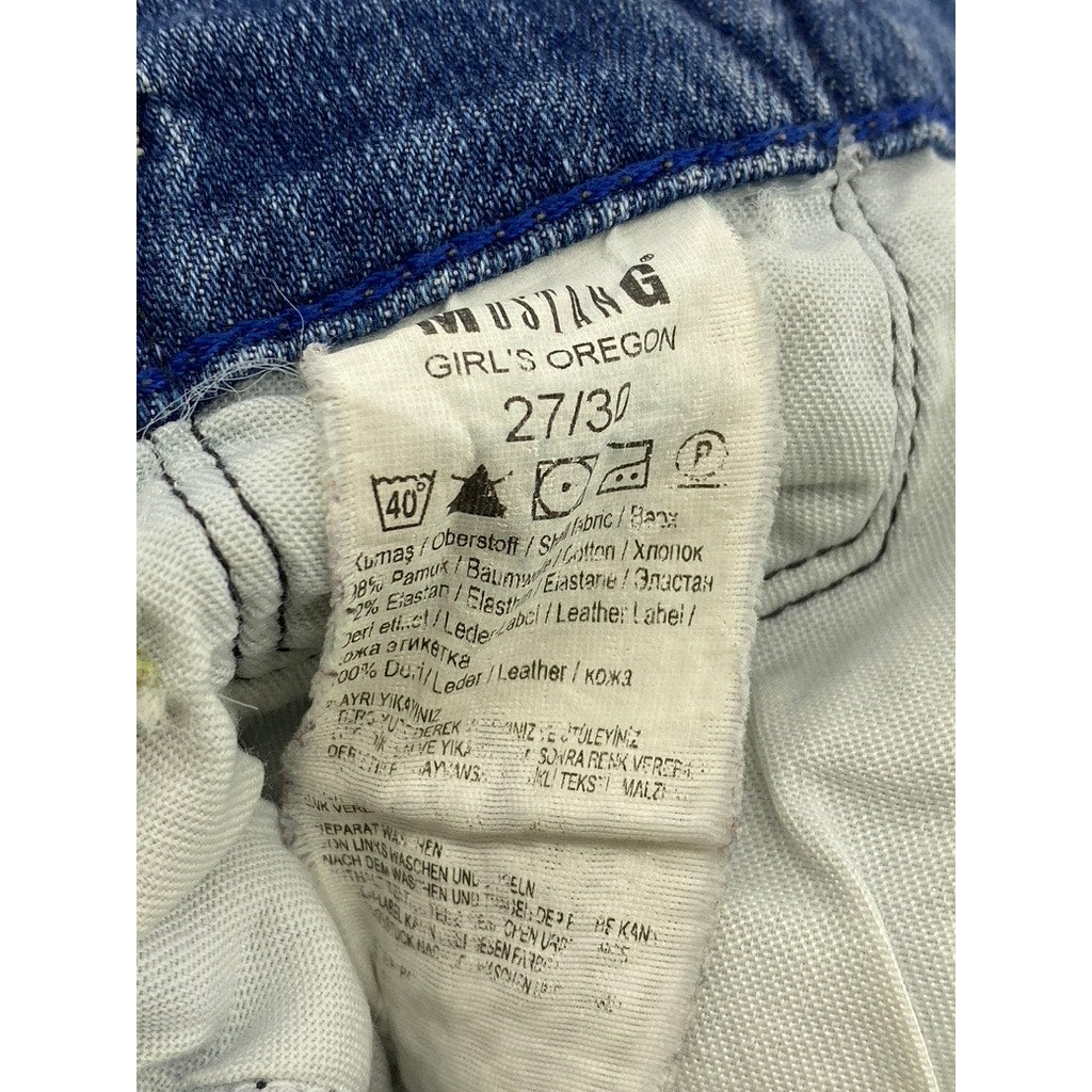 MUSTANG Women's Light Wash Blue Denim Girls Oregon Straight-Leg Jean SZ 27/30