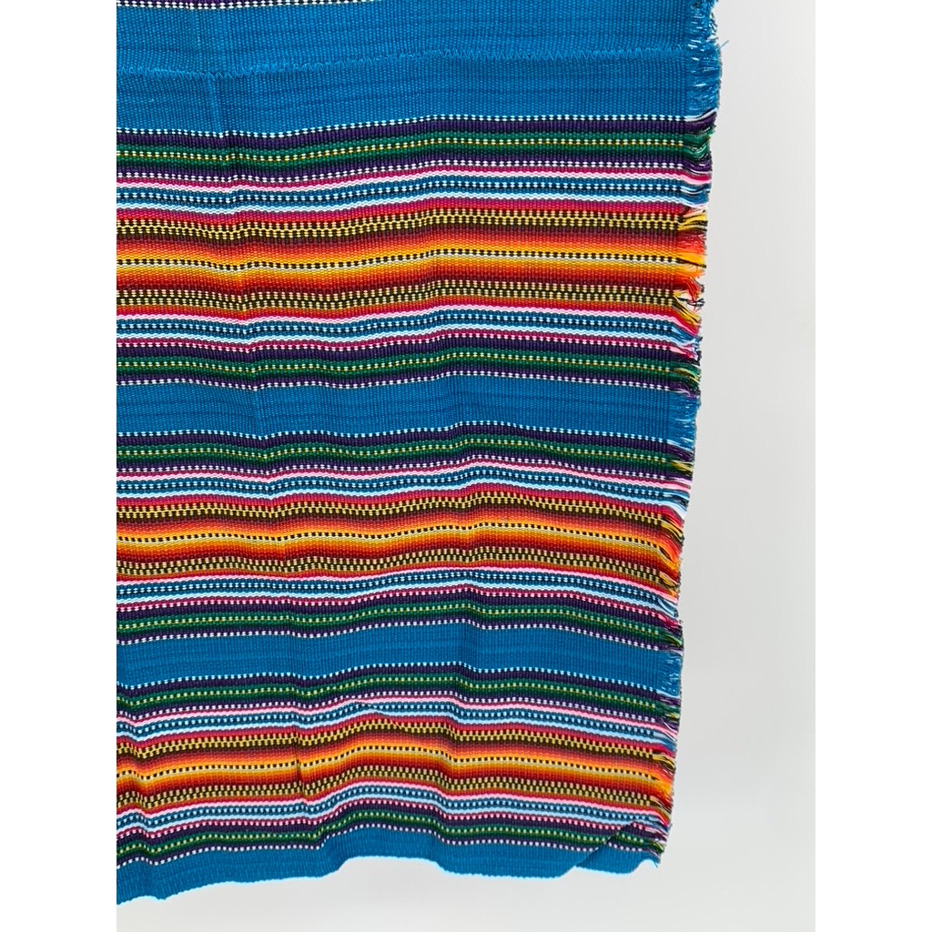 UNBRANDED Blue-Orange Knit Stripe Print Fabric Table Runner