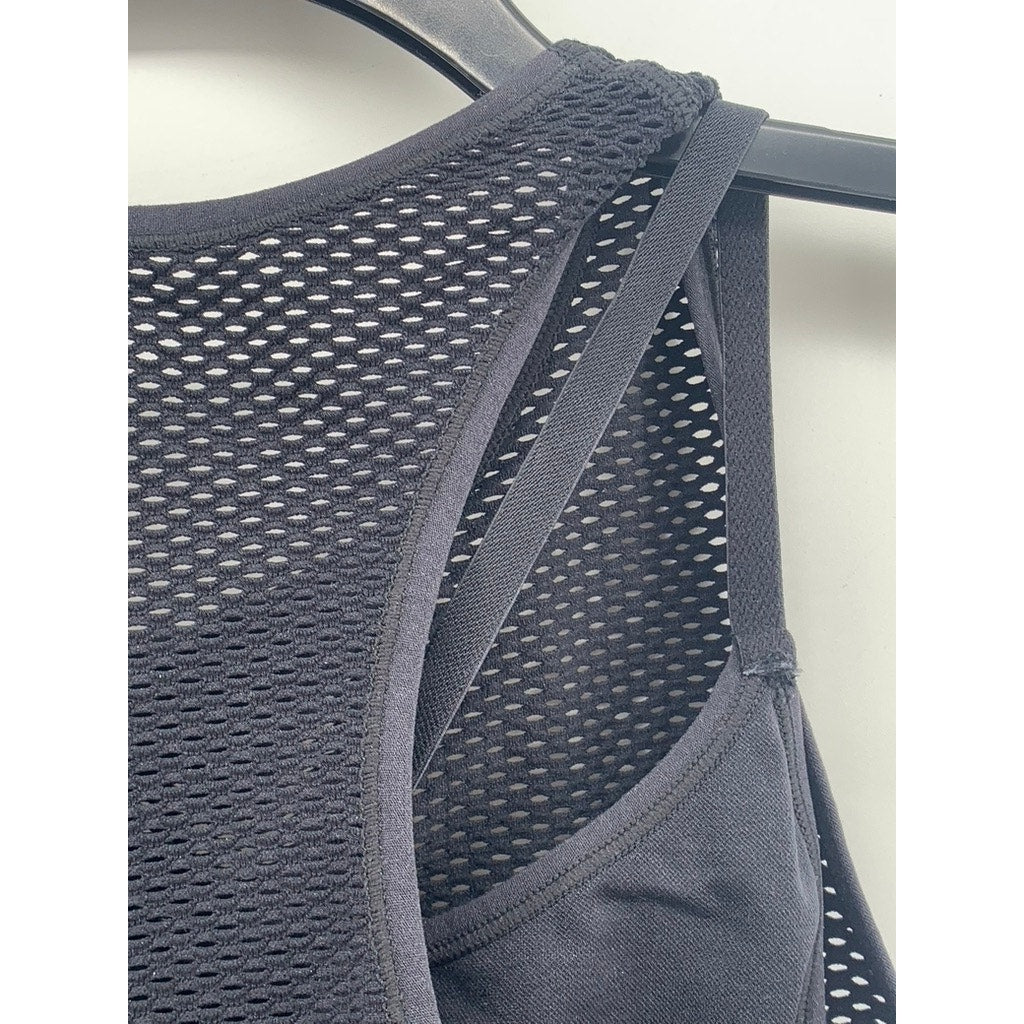 UNBRANDED Women's Black Mesh Layered Sports Bra SZ S