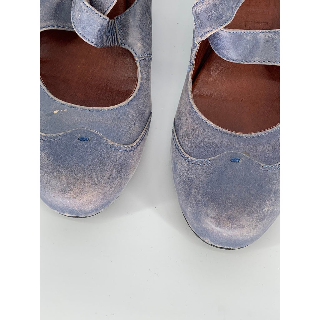 SACHELLE Women's Purple Leather Round-Toe Back Zipper Heeled Mary Jane Shoes SZ8