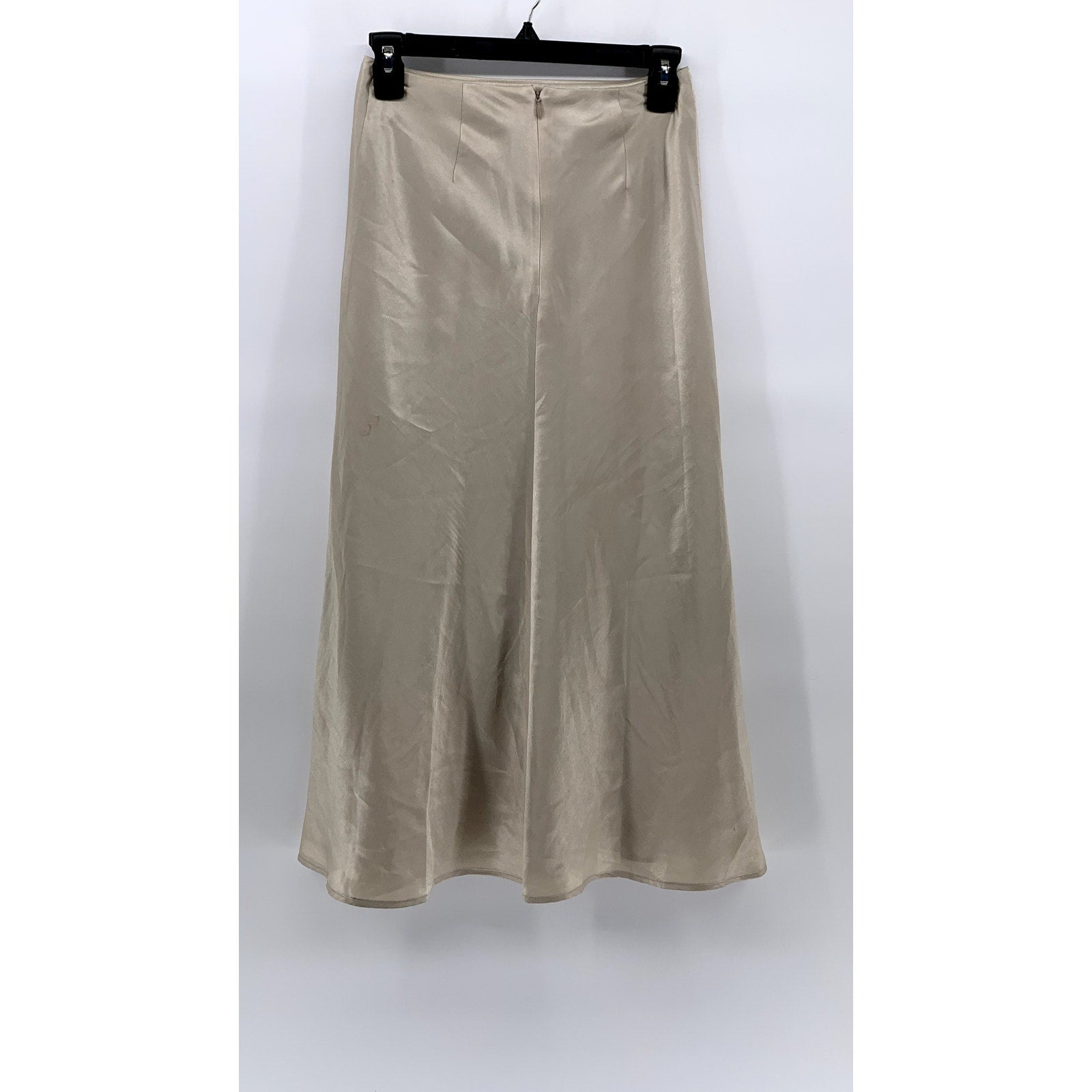 NATURAL BEAUTY BASIC Women’s Beige Shiny Lightweight A-Line Midi Skirt SZ XS
