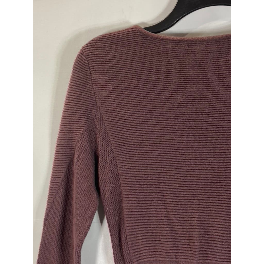 BAR III Women's Brown Scoop-Neck Long Sleeve Peplum Top SZ XS